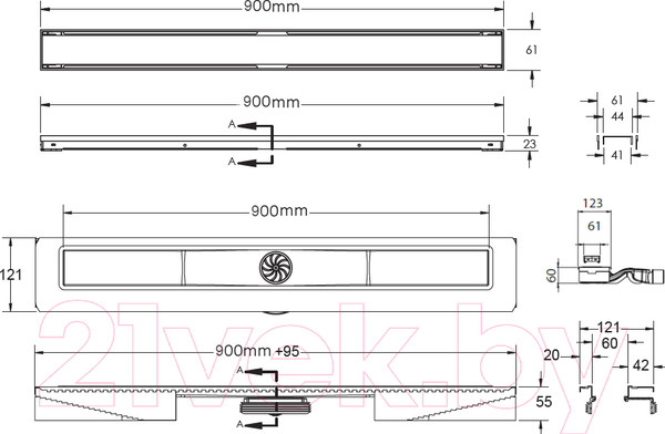 Изображение товара Трап для душа Berges B1 Keramik 900 / 090120
