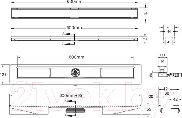Изображение товара Трап для душа Berges B1 Keramik 600 / 091117