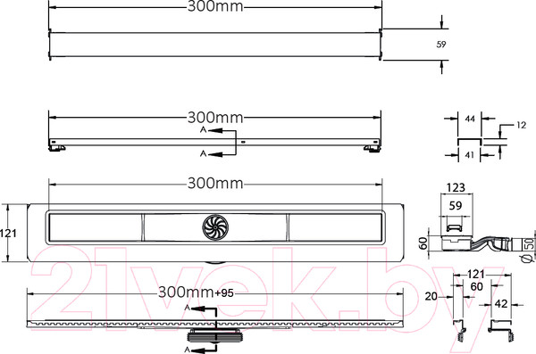 Изображение товара Трап для душа Berges С1 Norma 300 / 090134