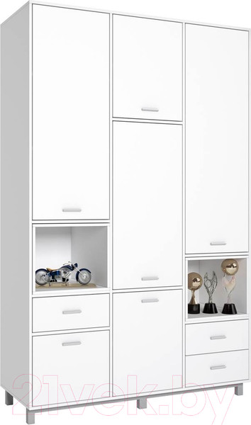 Изображение товара Шкаф Polini Kids Mirum 2335 трехсекционный / 0002121.103 (белый/белый)