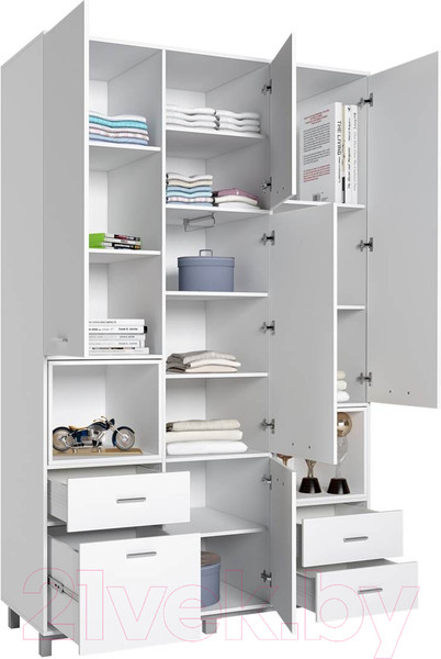 Изображение товара Шкаф Polini Kids Mirum 2335 трехсекционный / 0002121.103 (белый/белый)