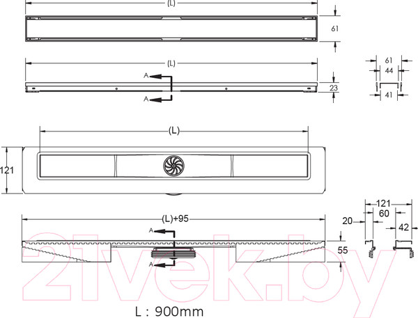 Изображение товара Трап для душа Berges С1 Norma 900 / 090140