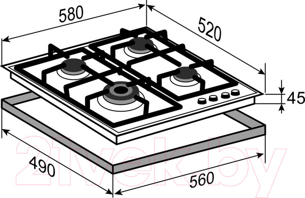 Изображение товара Газовая варочная панель Zigmund & Shtain MN 199.61 B