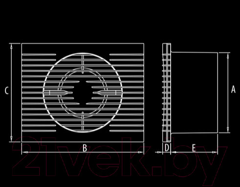 Изображение товара Вентилятор накладной Dospel D150 21x17 Styl II с задержкой времени / 007-1135
