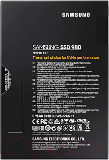 Изображение товара SSD диск Samsung 980 1TB (MZ-V8V1T0BW)