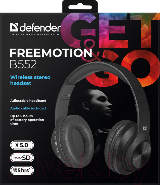 Изображение товара Беспроводные наушники Defender FreeMotion B552 / 63552 (черный)