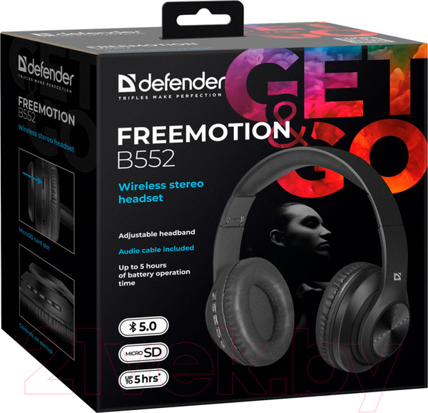 Изображение товара Беспроводные наушники Defender FreeMotion B552 / 63552 (черный)
