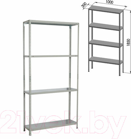 Изображение товара Стеллаж металлический Brabix Ms Plus-185/30-4 / 291104