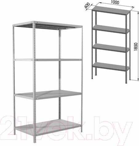 Изображение товара Стеллаж металлический Brabix Ms Plus-185/60-4 / 291107