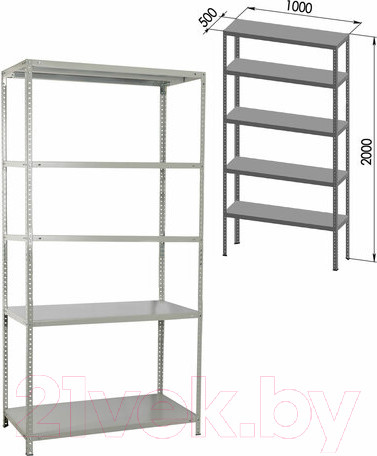 Изображение товара Стеллаж металлический Brabix Ms Plus-200/50-5 / 291110