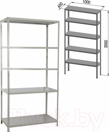 Изображение товара Стеллаж металлический Brabix Ms Plus-200/60-5 / 291111