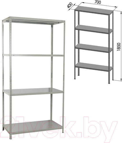 Изображение товара Стеллаж металлический Brabix Ms Kd-185/40/70-4 / 291113