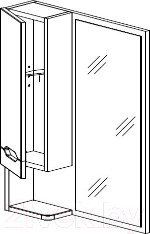 Изображение товара Шкаф с зеркалом для ванной СанитаМебель Сизаль 14.500 (левый)