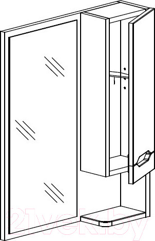 Изображение товара Шкаф с зеркалом для ванной СанитаМебель Сизаль 14.500 (правый)