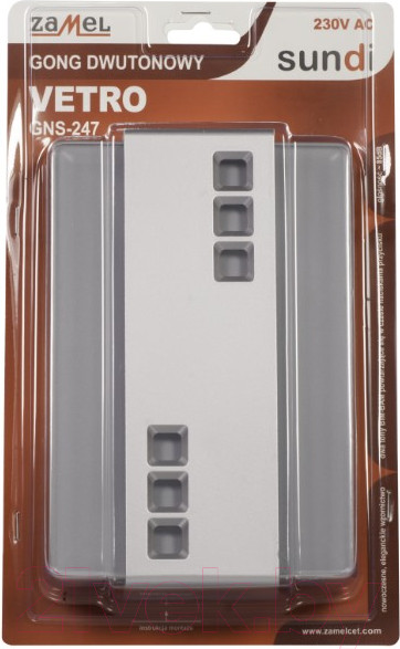 Изображение товара Электрический звонок Zamel GNS-247 / GNS-247-SRB (стекло/серебристый)