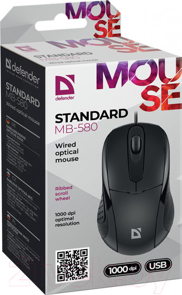 Изображение товара Мышь Defender Standard MB-580 / 52580 (черный)