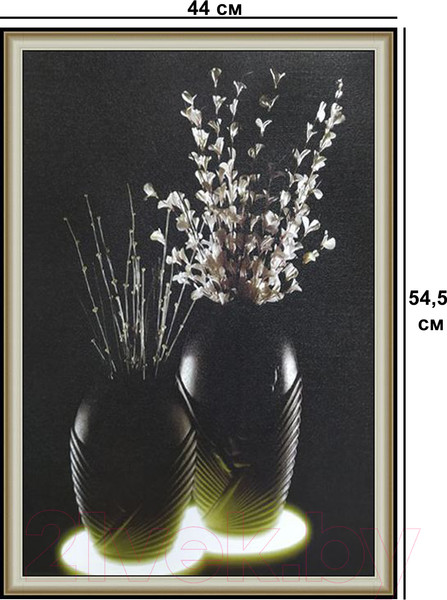 Изображение товара Картина Декарт Белые цветы в черной вазе-2 8Л2439 (в раме)