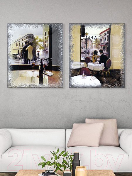 Изображение товара Картина Декарт Пара у кафе 8Л0087 (в раме)