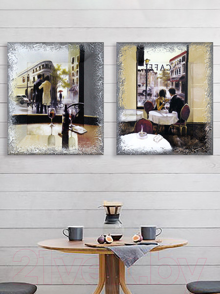 Изображение товара Картина Декарт Пара в кафе за столиком 8Л0088 (в раме)