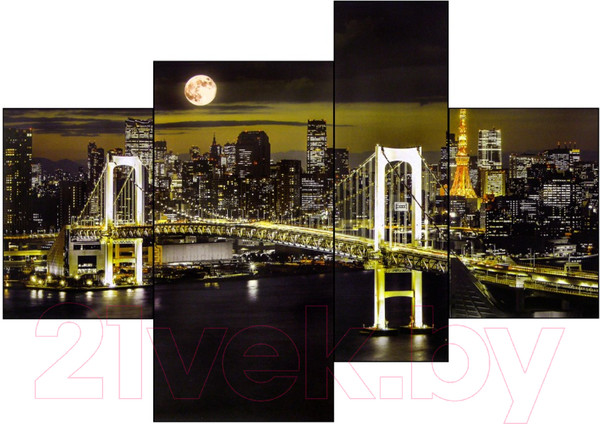 Изображение товара Картина модульная Декарт Ночной Нью-Йорк 8Л1013 (в раме)
