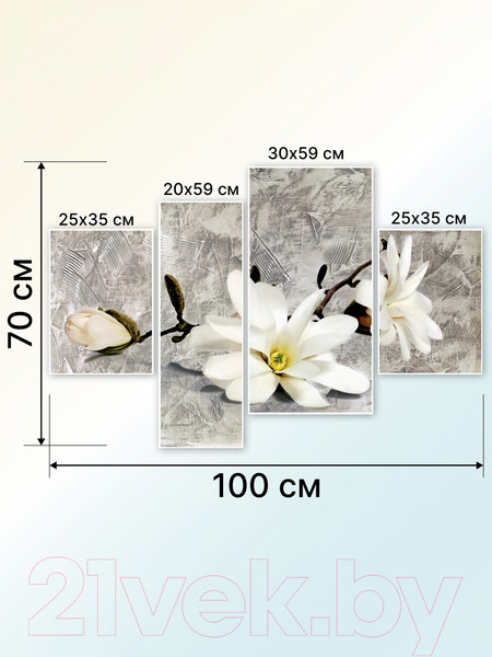 Изображение товара Картина модульная Декарт Ветвь белой магнолии 8Л0688 (в раме)