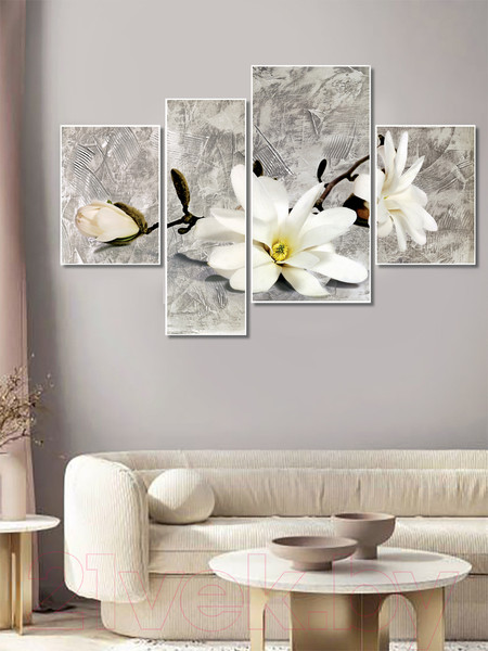 Изображение товара Картина модульная Декарт Ветвь белой магнолии 8Л0688 (в раме)