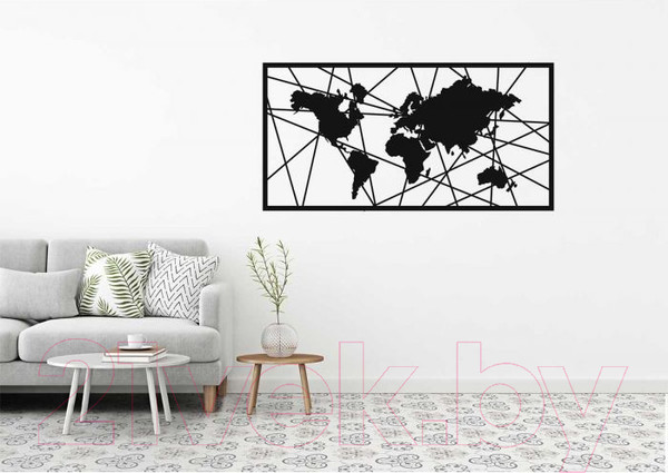 Изображение товара Декор настенный Arthata Карта мира 80x40-B / 001-1 (черный)