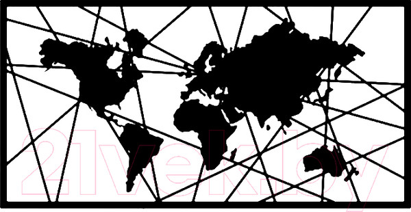 Изображение товара Декор настенный Arthata Карта мира 80x40-B / 001-1 (черный)