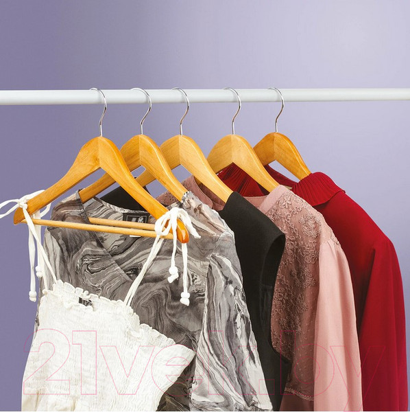 Изображение товара Набор деревянных вешалок-плечиков Brabix Стандарт р.36-40 / 601160 (5шт, сосна)