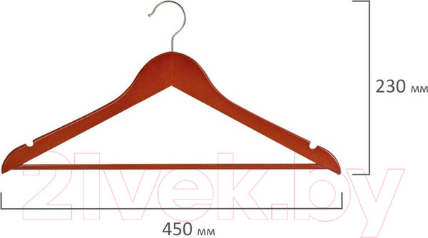 Изображение товара Набор деревянных вешалок-плечиков Brabix Стандарт р.48-50 / 601161 (5шт, вишня)