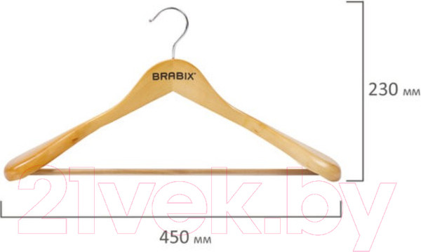 Изображение товара Деревянная вешалка-плечики Brabix Люкс р.48-50 / 601163 (сосна)
