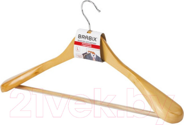 Изображение товара Деревянная вешалка-плечики Brabix Люкс р.48-50 / 601163 (сосна)