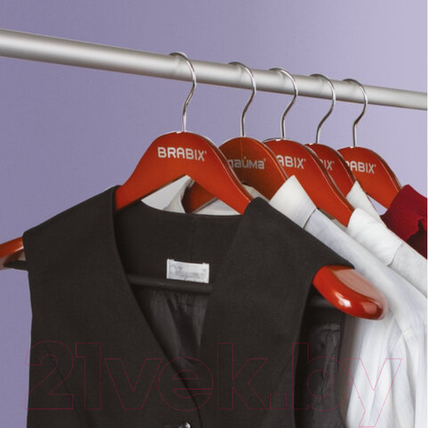 Изображение товара Деревянная вешалка-плечики Brabix Люкс р.48-50 / 601164 (вишня)