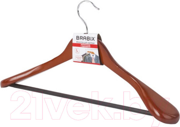 Изображение товара Деревянная вешалка-плечики Brabix Люкс р.48-50 / 601164 (вишня)