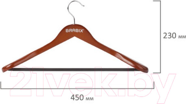 Изображение товара Деревянная вешалка-плечики Brabix Люкс р.48-50 / 601164 (вишня)