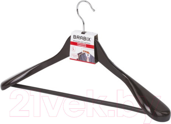 Изображение товара Деревянная вешалка-плечики Brabix Люкс р.48-50 / 601165 (шоколад)