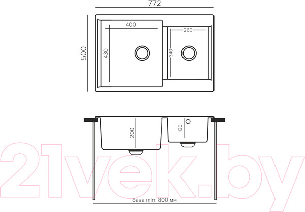 Изображение товара Мойка кухонная Polygran Brig 772 (светло-серый)