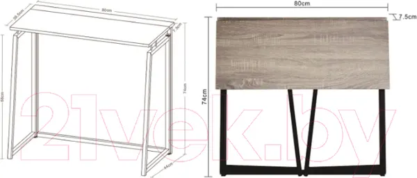 Изображение товара Письменный стол Brabix Loft Cd-001 / 641211 (дуб натуральный)