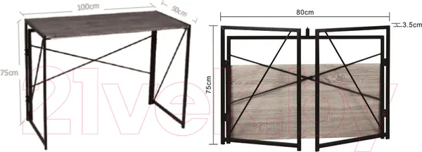 Изображение товара Письменный стол Brabix Loft Cd-002 / 641213 (дуб антик)