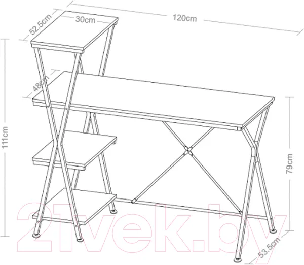 Изображение товара Стол-стеллаж Brabix Loft Cd-004 / 641218 (мореный дуб)