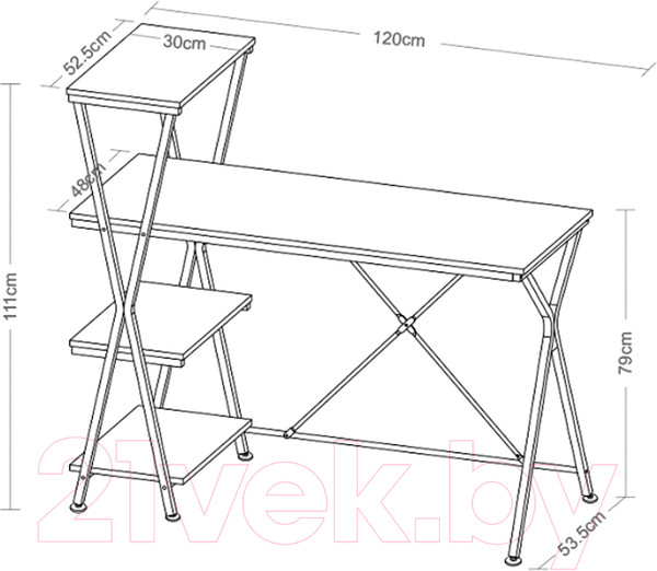Изображение товара Стол-стеллаж Brabix Loft Cd-004 / 641220 (дуб натуральный)
