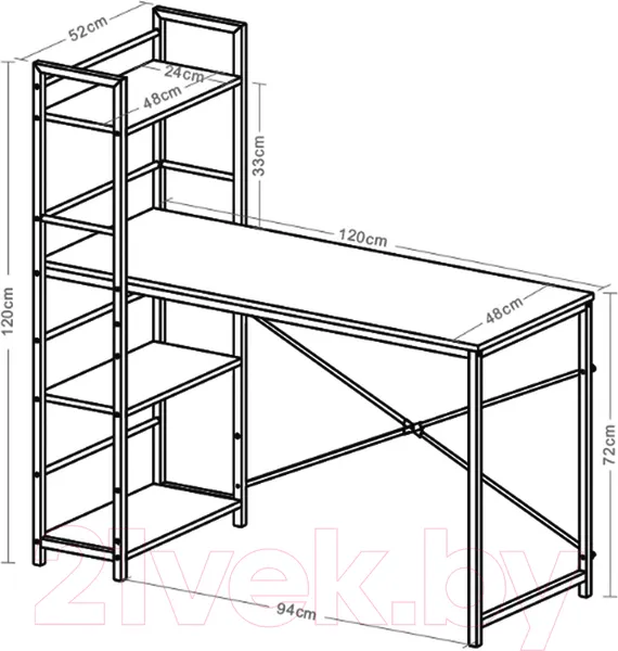 Изображение товара Стол-стеллаж Brabix Loft Cd-005 / 641221 (мореный дуб)