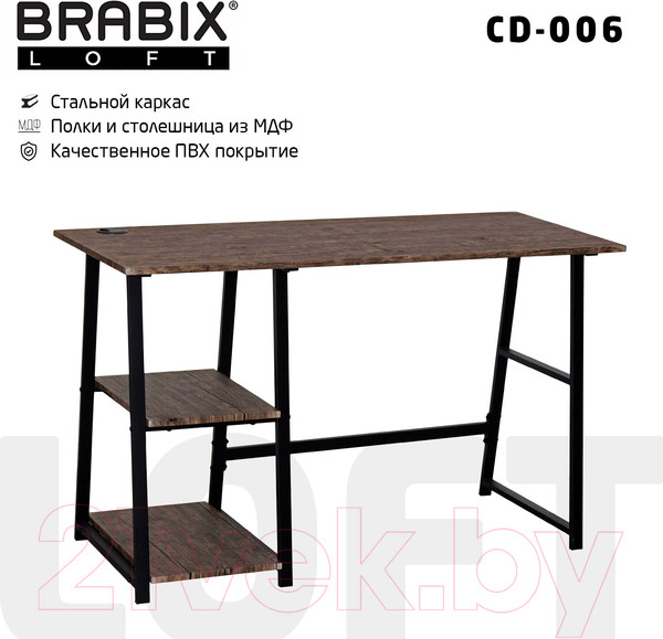 Изображение товара Письменный стол Brabix Loft Cd-006 / 641224 (мореный дуб)