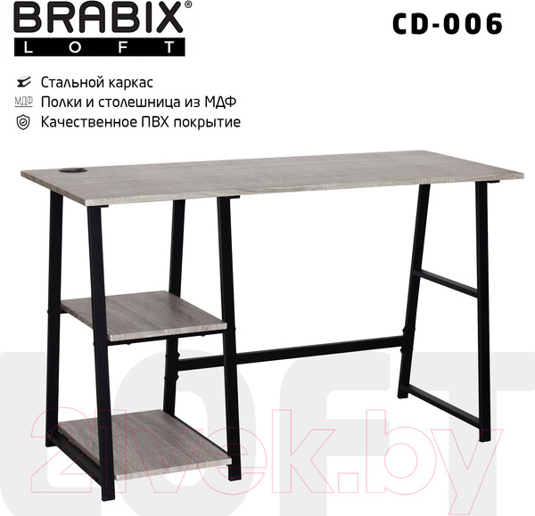 Изображение товара Письменный стол Brabix Loft Cd-006 / 641225 (дуб антик)