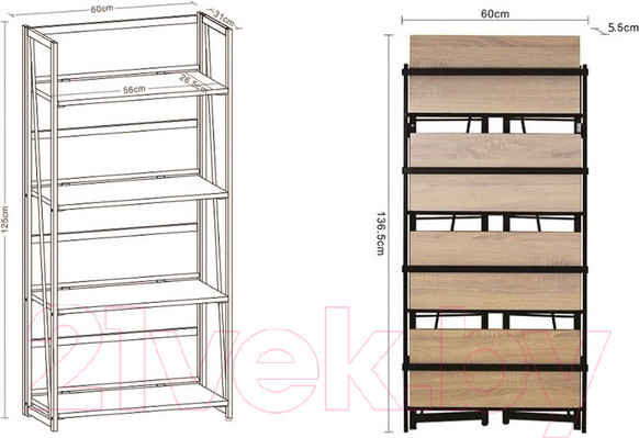 Изображение товара Стеллаж Brabix Loft Sh-001 / 641228 (мореный дуб)