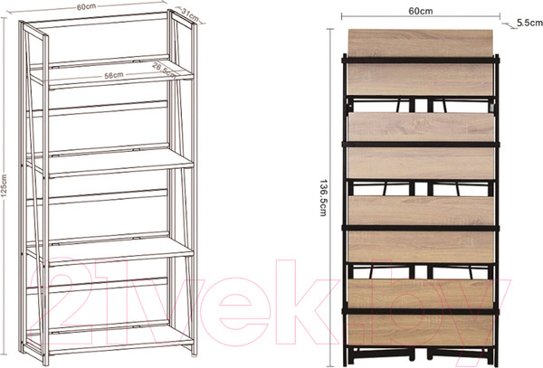 Изображение товара Стеллаж Brabix Loft Sh-001 / 641230 (дуб натуральный)