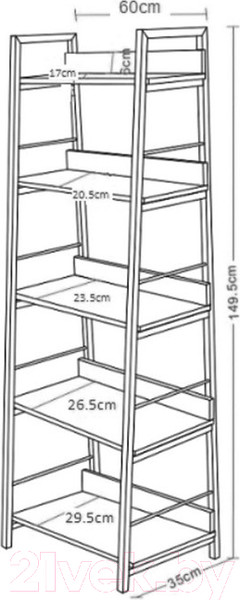 Изображение товара Стеллаж Brabix Loft Sh-003 60х35х150 / 641235 (дуб антик)