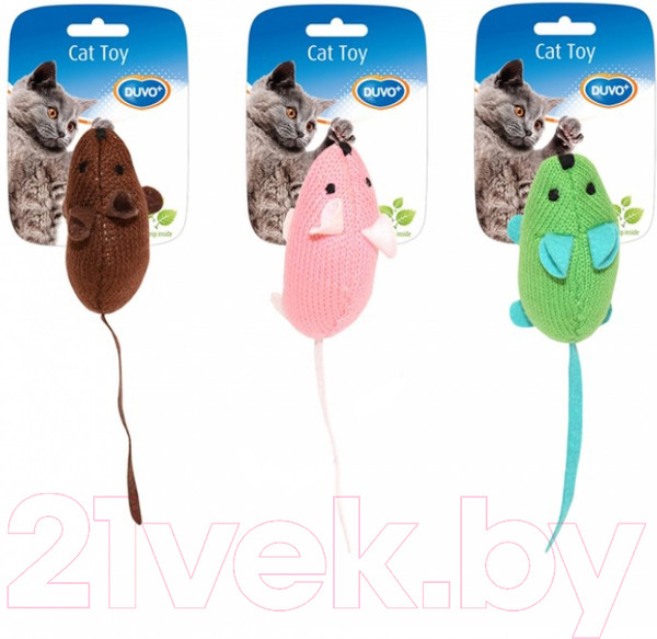 Изображение товара Игрушка для кошек Duvo Plus Вязанная мышка / 1717030/DV (зеленый)