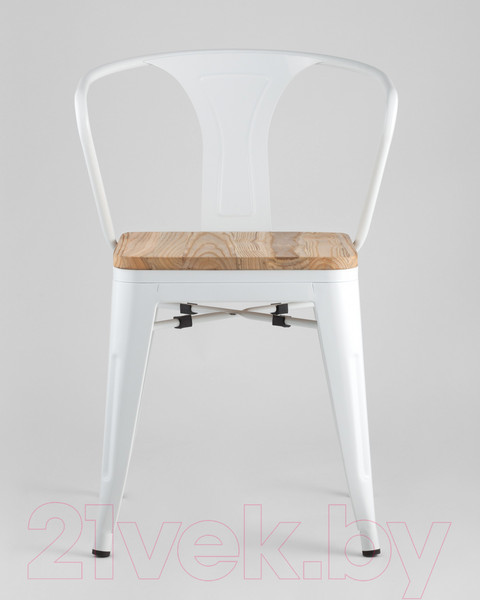 Изображение товара Стул Stool Group Tolix Arm Wood / YD-H440AR-W LG-02 (белый глянцевый/светлое дерево)