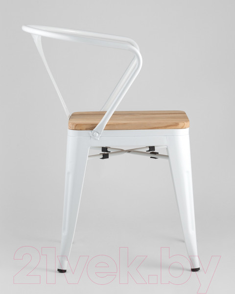 Изображение товара Стул Stool Group Tolix Arm Wood / YD-H440AR-W LG-02 (белый глянцевый/светлое дерево)